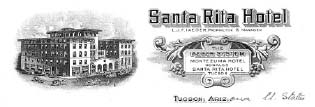 Letterhead of the Santa Rita Hotel, Tuscon Arizon